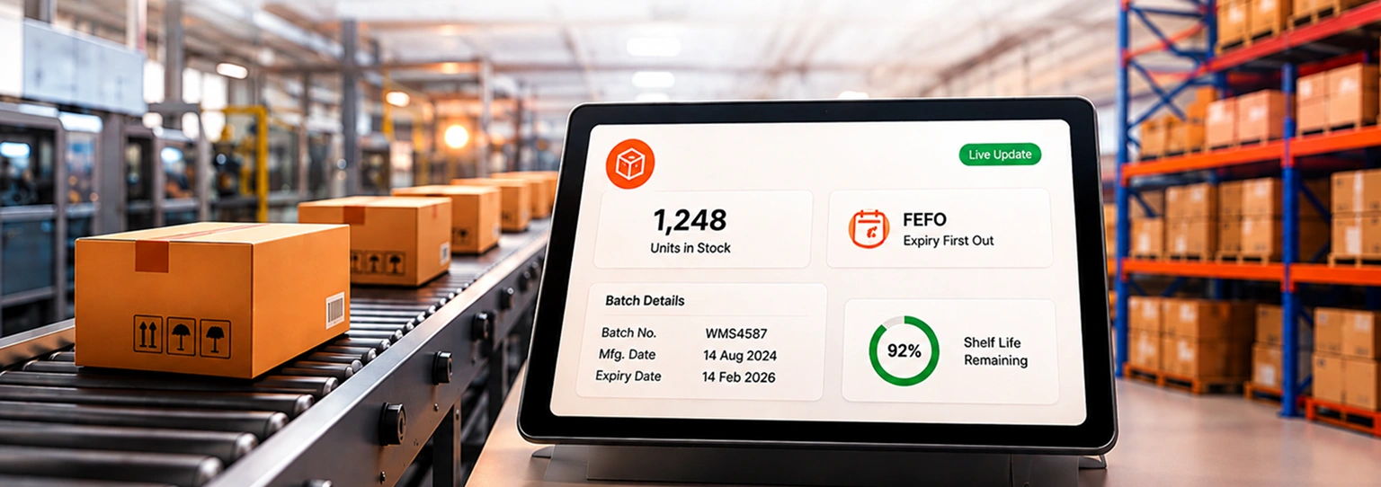 Warehouse stock management with automated inventory updates